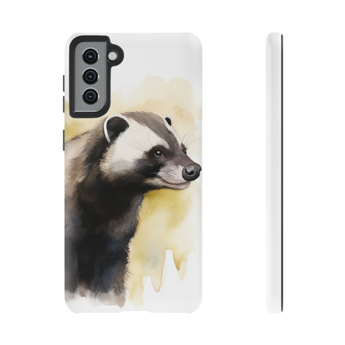 Badger on a Yellow Background - Impact Resistant Phone Case Samsung Galaxy S21 Plus Matte
